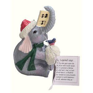Lenora Elephant Figurine Santa Hat Music Luckyphants #1052